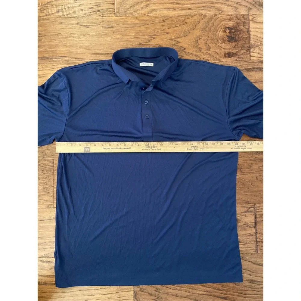 Collars & Co Mens 2XL Dress Collar Polo Navy Blue Short Sleeve Performance Shirt - Picture 8 of 8